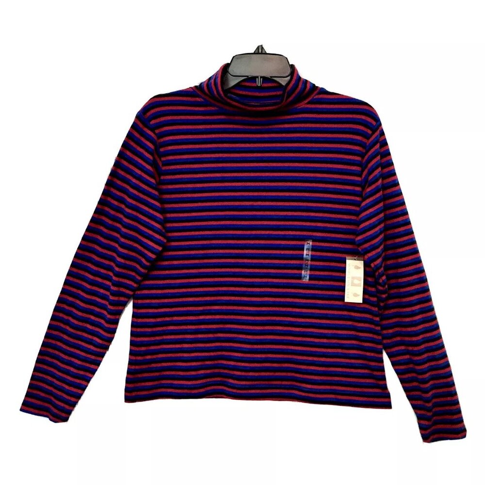 Vintage Striped Preppy Striped Turtle Neck